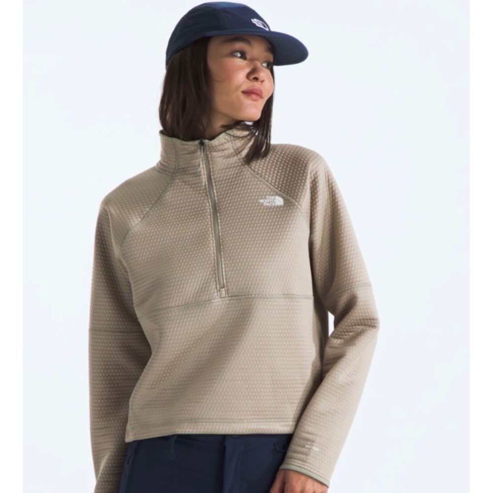 The North Face Women's XL DotKnit Thermal Quarter Zip Clay Grey NWT